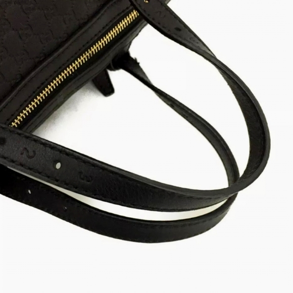 GUCCI MICRO SHIMA GG BLACK LEATHER BOSTON TRAVEL HAND BAG/Q4606 - Picture 5 of 12